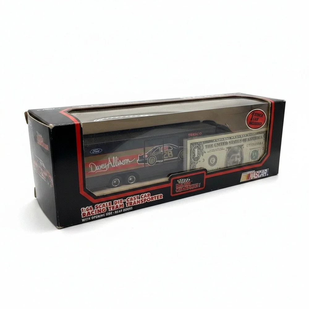 Racing Champions Davey Allison #28 Texaco Havoline 1:64 Transporter + $1 Bill